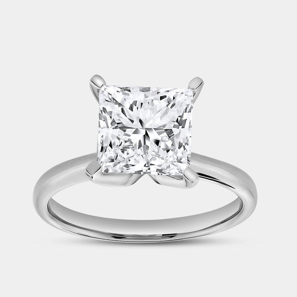 Gilded 3 Carat Lab-Grown Diamond Princess-Cut Classic Solitaire Ring