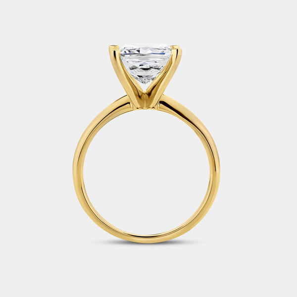 Gilded 3 Carat Lab-Grown Diamond Princess-Cut Classic Solitaire Ring