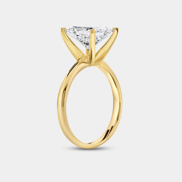 Gilded 3 Carat Lab-Grown Diamond Princess-Cut Classic Solitaire Ring
