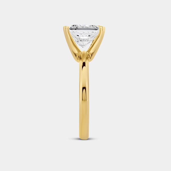 Gilded 3 Carat Lab-Grown Diamond Princess-Cut Classic Solitaire Ring