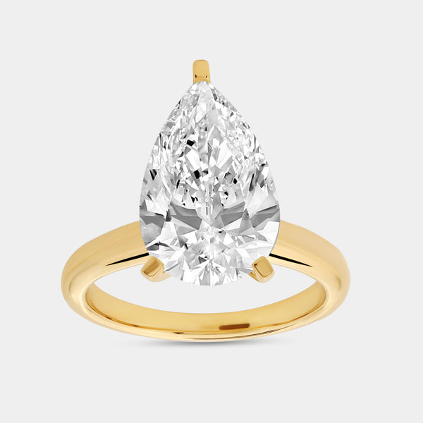 Gilded 2 Carat Lab-Grown Diamond Pear-Shaped Classic Solitaire Ring