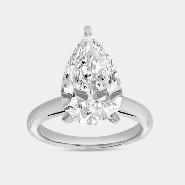 Gilded 2 Carat Lab-Grown Diamond Pear-Shaped Classic Solitaire Ring