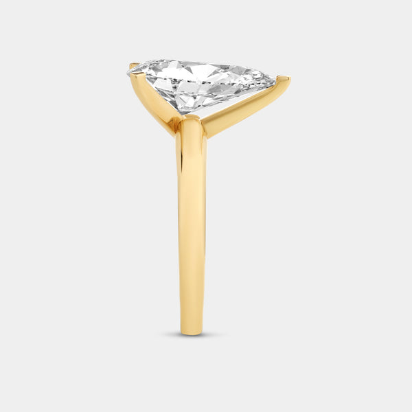 Gilded 2 Carat Lab-Grown Diamond Pear-Shaped Classic Solitaire Ring