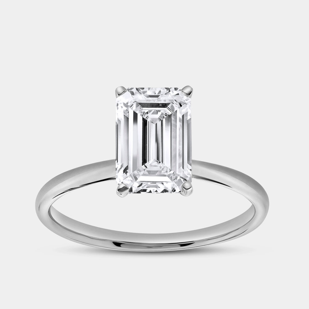 Gilded 2 Carat Lab-Grown Diamond Emerald-Cut Classic Solitaire Ring