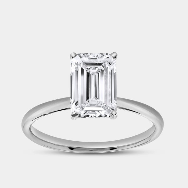 Gilded 2 Carat Lab-Grown Diamond Emerald-Cut Classic Solitaire Ring
