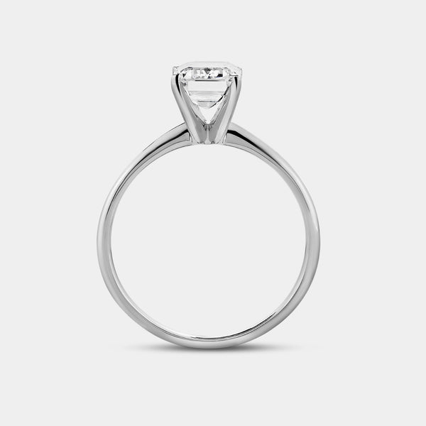 Gilded 2 Carat Lab-Grown Diamond Emerald-Cut Classic Solitaire Ring