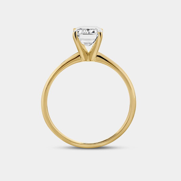 Gilded 2 Carat Lab-Grown Diamond Emerald-Cut Classic Solitaire Ring