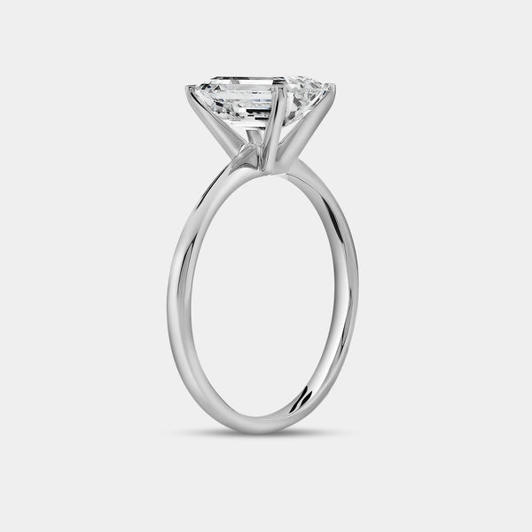 Gilded 2 Carat Lab-Grown Diamond Emerald-Cut Classic Solitaire Ring