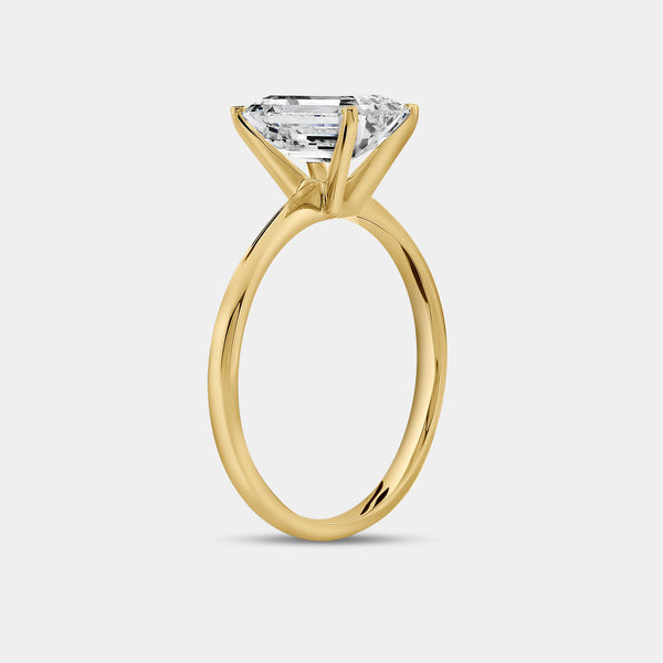 Gilded 2 Carat Lab-Grown Diamond Emerald-Cut Classic Solitaire Ring
