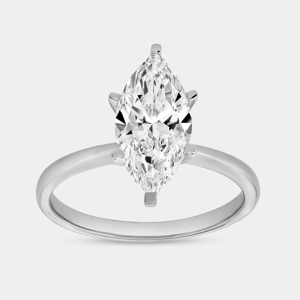 Gilded 2 Carat Lab-Grown Diamond Marquise-Shaped Classic Solitaire Ring