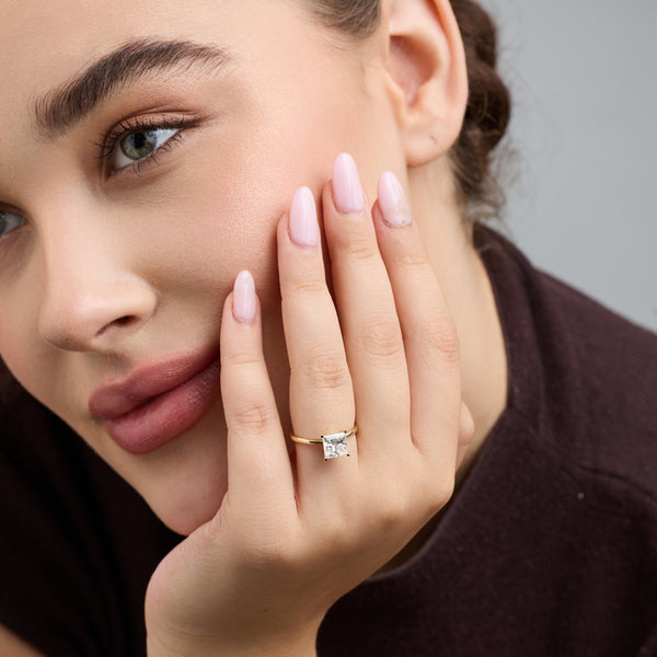 Gilded 2 Carat Lab-Grown Diamond Princess-Cut Classic Solitaire Ring