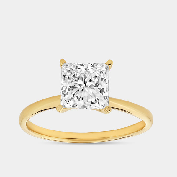 Gilded 2 Carat Lab-Grown Diamond Princess-Cut Classic Solitaire Ring