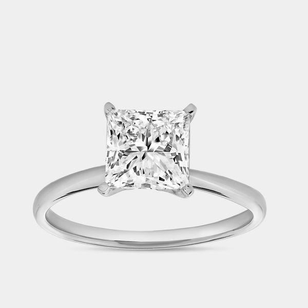 Gilded 2 Carat Lab-Grown Diamond Princess-Cut Classic Solitaire Ring