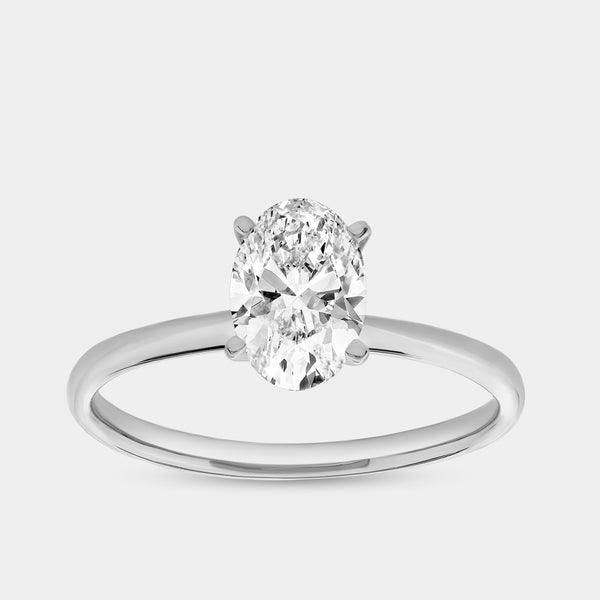 Gilded 1 Carat Lab-Grown Diamond Oval-Shaped Classic Solitaire Ring