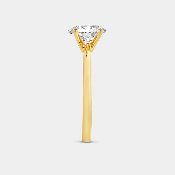 Gilded 1 Carat Lab-Grown Diamond Oval-Shaped Classic Solitaire Ring