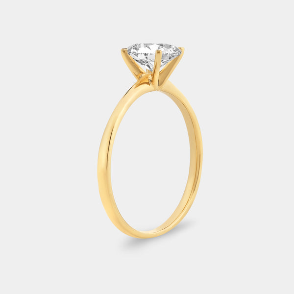 Gilded 1 Carat Lab-Grown Diamond Oval-Shaped Classic Solitaire Ring