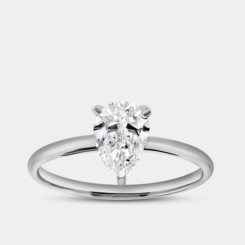 Gilded 1 Carat Lab-Grown Diamond Pear-Shaped Classic Solitaire Ring