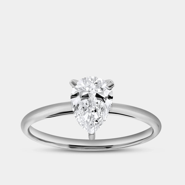 Gilded 1 Carat Lab-Grown Diamond Pear-Shaped Classic Solitaire Ring
