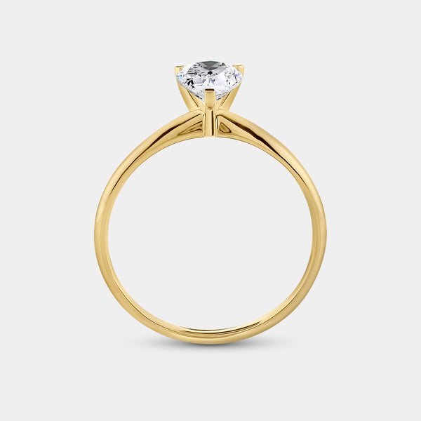 Gilded 1 Carat Lab-Grown Diamond Pear-Shaped Classic Solitaire Ring