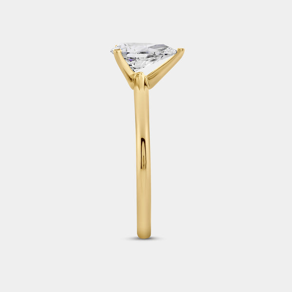 Gilded 1 Carat Lab-Grown Diamond Pear-Shaped Classic Solitaire Ring