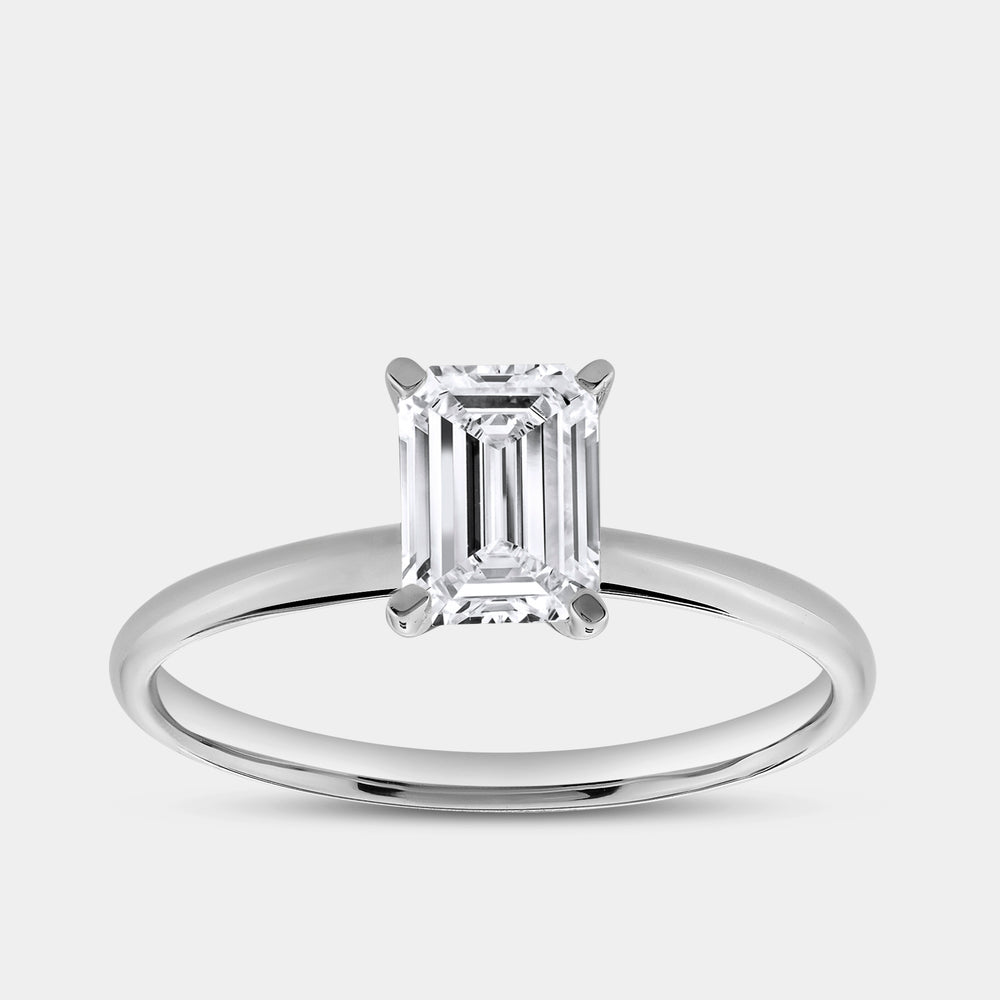 Gilded 1 Carat Lab-Grown Diamond Emerald-Cut Classic Solitaire Ring