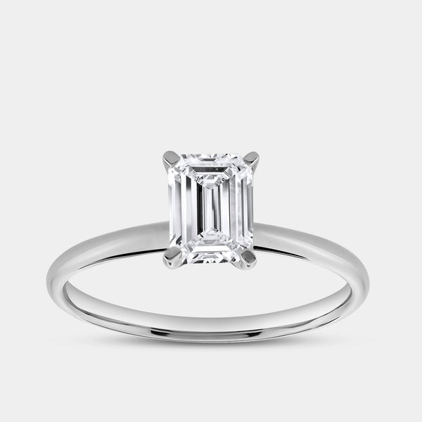 Gilded 1 Carat Lab-Grown Diamond Emerald-Cut Classic Solitaire Ring