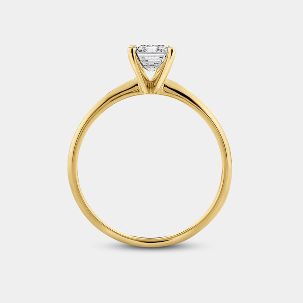 Gilded 1 Carat Lab-Grown Diamond Emerald-Cut Classic Solitaire Ring