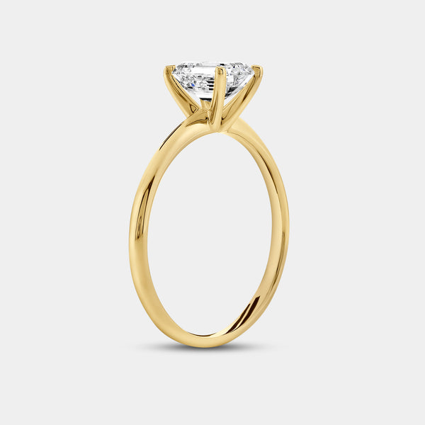 Gilded 1 Carat Lab-Grown Diamond Emerald-Cut Classic Solitaire Ring