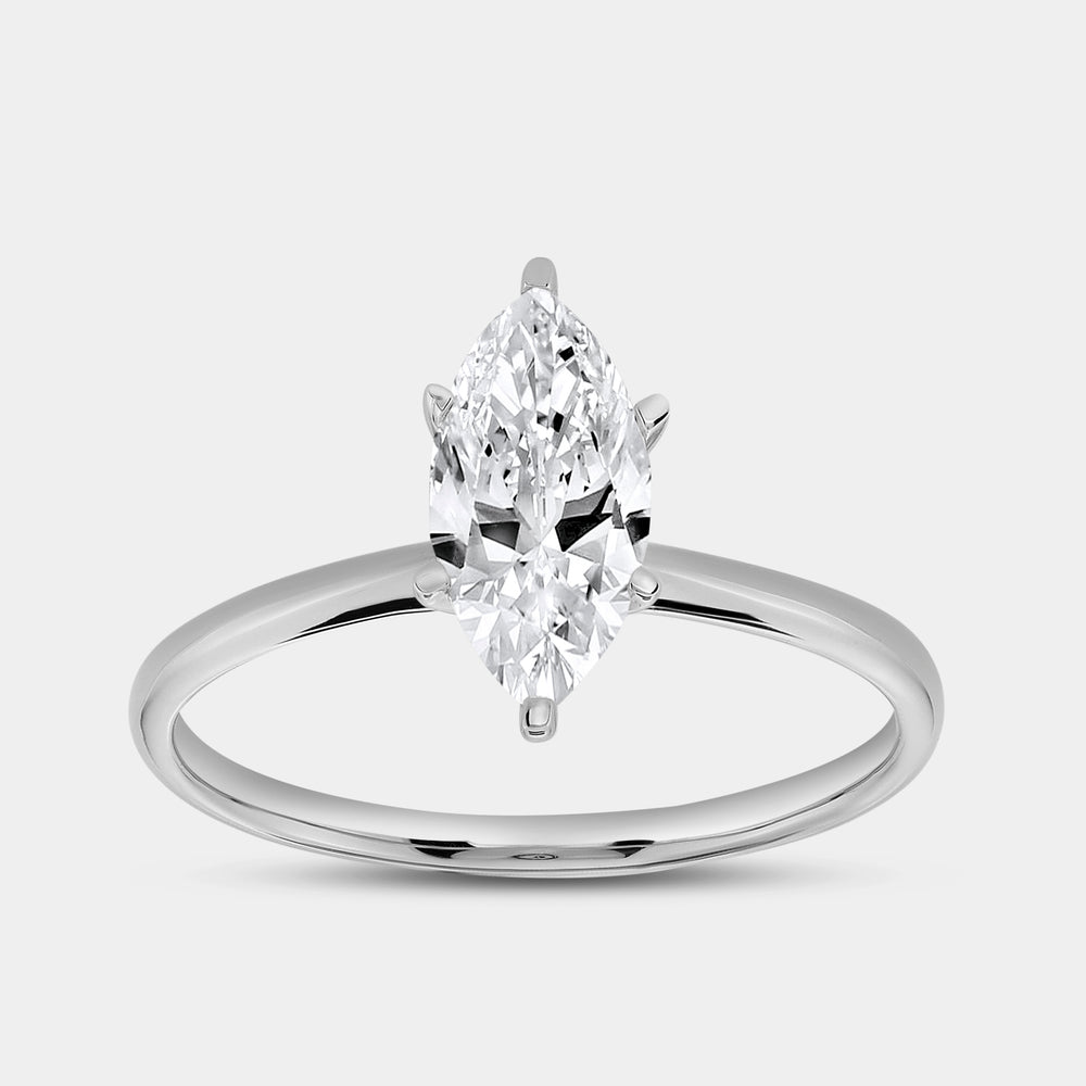Gilded 1 Carat Lab-Grown Diamond Marquise-Shaped Classic Solitaire Ring