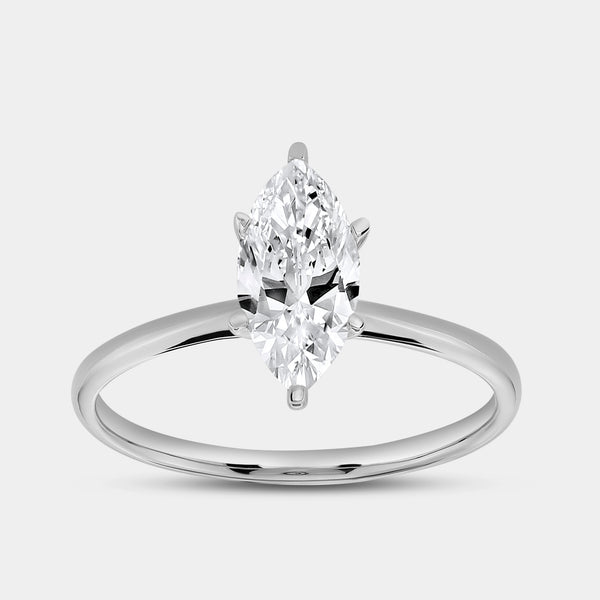 Gilded 1 Carat Lab-Grown Diamond Marquise-Shaped Classic Solitaire Ring