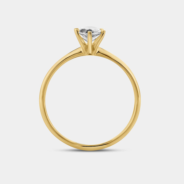 Gilded 1 Carat Lab-Grown Diamond Marquise-Shaped Classic Solitaire Ring
