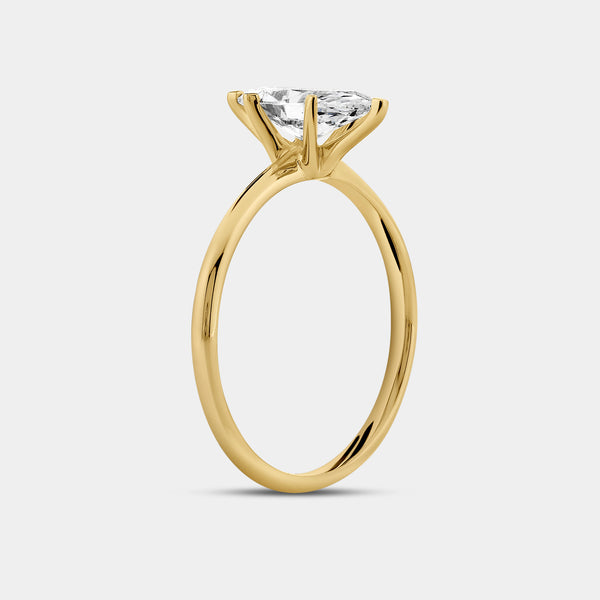 Gilded 1 Carat Lab-Grown Diamond Marquise-Shaped Classic Solitaire Ring