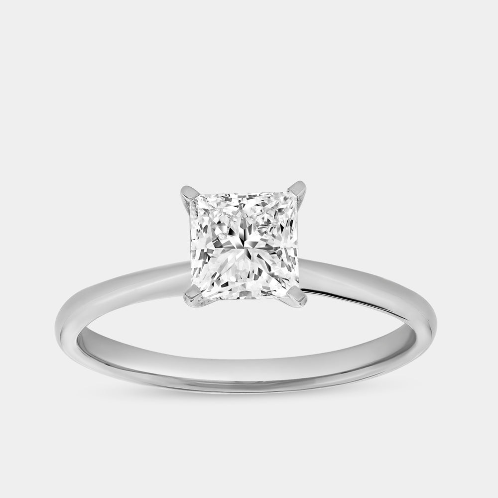 Gilded 1 Carat Lab-Grown Diamond Princess-Cut Classic Solitaire Ring