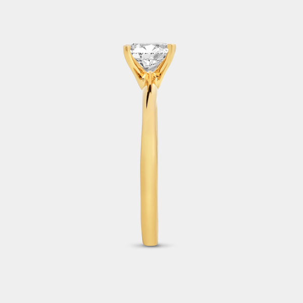 Gilded 1 Carat Lab-Grown Diamond Princess-Cut Classic Solitaire Ring
