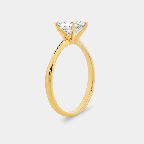 Gilded 1 Carat Lab-Grown Diamond Princess-Cut Classic Solitaire Ring