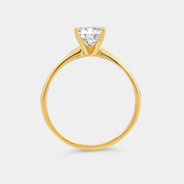 Gilded 1 Carat Lab-Grown Diamond Princess-Cut Classic Solitaire Ring
