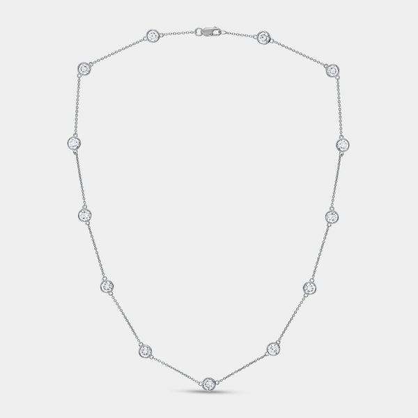 Gilded 5 Carat Lab-Grown Diamond Bezel-Set Diamond-By-The-Yard Necklace