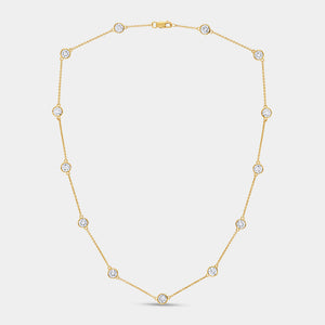 Gilded 5 Carat Lab-Grown Diamond Bezel-Set Diamond-By-The-Yard Necklace