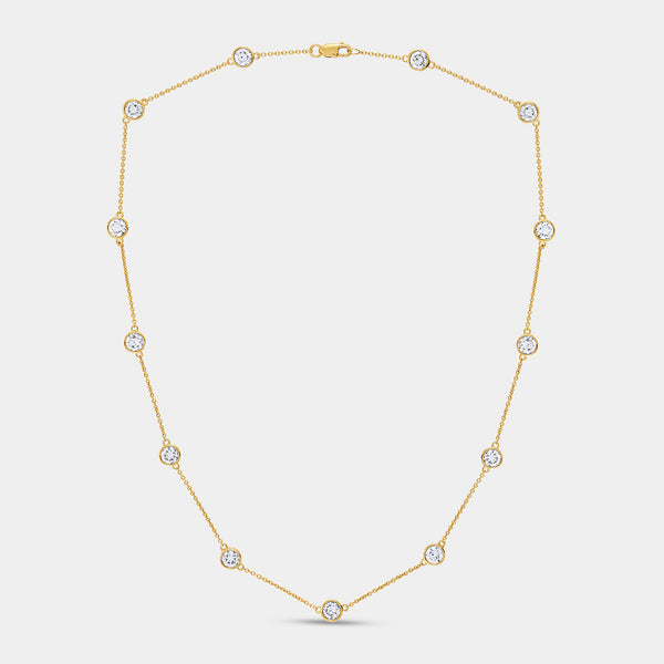 Gilded 5 Carat Lab-Grown Diamond Bezel-Set Diamond-By-The-Yard Necklace