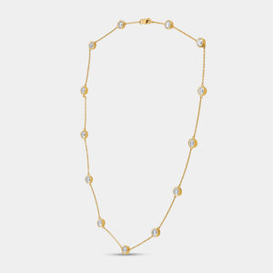 Gilded 5 Carat Lab-Grown Diamond Bezel-Set Diamond-By-The-Yard Necklace