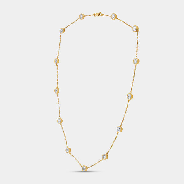 Gilded 5 Carat Lab-Grown Diamond Bezel-Set Diamond-By-The-Yard Necklace