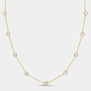 Gilded 5 Carat Lab-Grown Diamond Bezel-Set Diamond-By-The-Yard Necklace