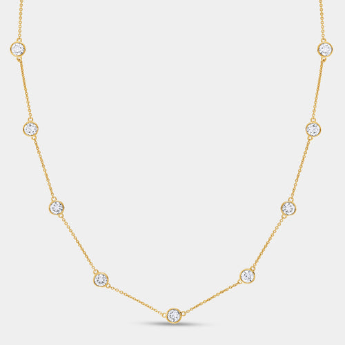 Gilded 5 Carat Lab-Grown Diamond Bezel-Set Diamond-By-The-Yard Necklace
