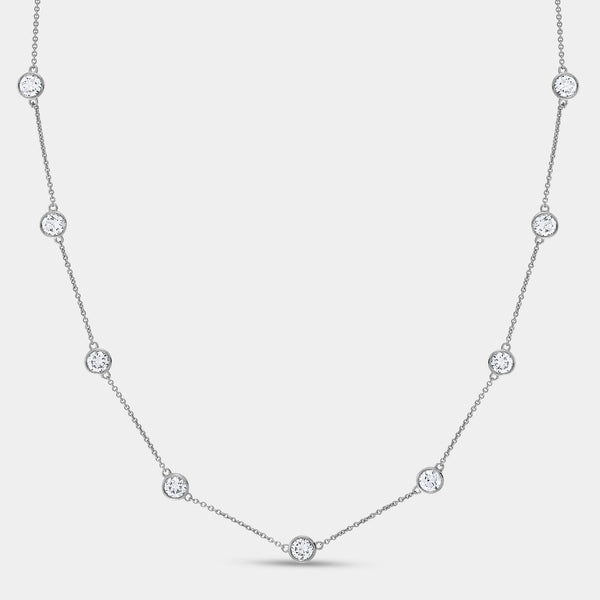 Gilded 5 Carat Lab-Grown Diamond Bezel-Set Diamond-By-The-Yard Necklace