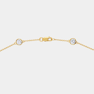 Gilded 5 Carat Lab-Grown Diamond Bezel-Set Diamond-By-The-Yard Necklace