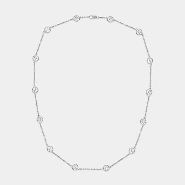 Gilded 7 Carat Lab-Grown Diamond Bezel-Set Diamonds-By-The-Yard Necklace