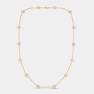 Gilded 7 Carat Lab-Grown Diamond Bezel-Set Diamonds-By-The-Yard Necklace