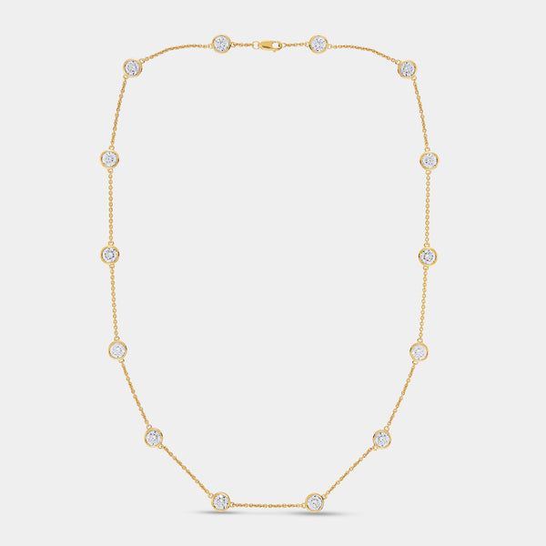 Gilded 7 Carat Lab-Grown Diamond Bezel-Set Diamonds-By-The-Yard Necklace