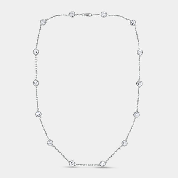 Gilded 7 Carat Lab-Grown Diamond Bezel-Set Diamonds-By-The-Yard Necklace