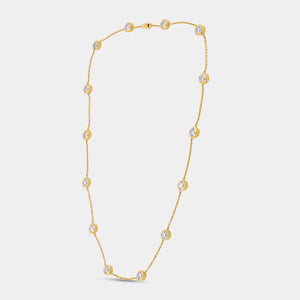 Gilded 7 Carat Lab-Grown Diamond Bezel-Set Diamonds-By-The-Yard Necklace